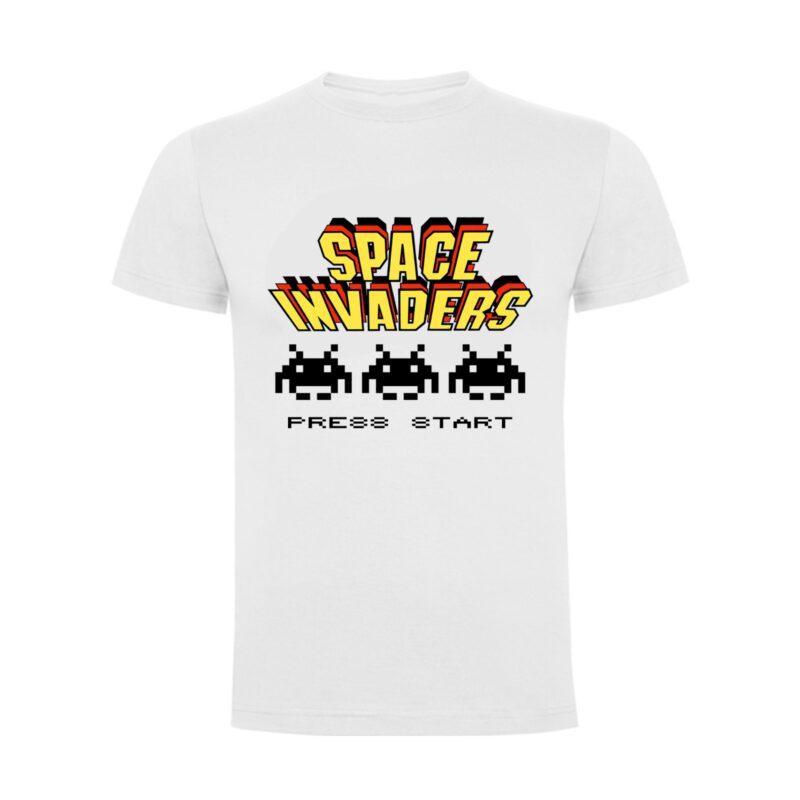 camiseta de juego arcade space invader, camiseta color blanco